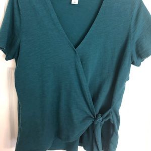 Old Navy teal short sleeve wrap shirt